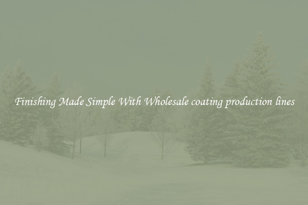 Finishing Made Simple With Wholesale coating production lines