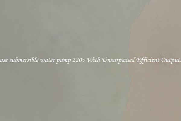 use submersible water pump 220v With Unsurpassed Efficient Outputs