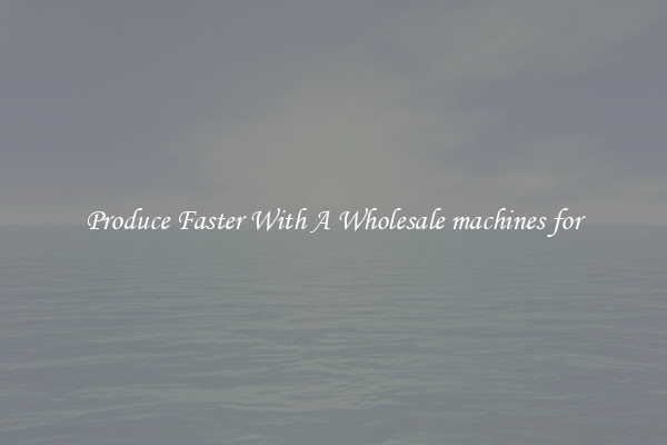 Produce Faster With A Wholesale machines for