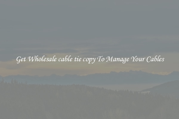 Get Wholesale cable tie copy To Manage Your Cables